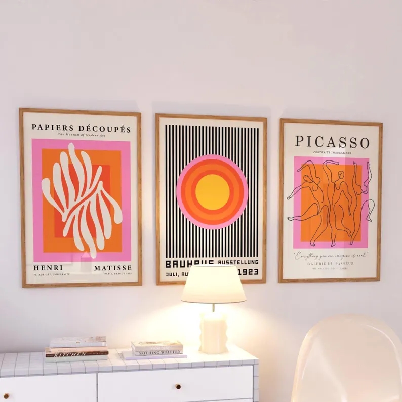 Interior Design Room - 3 Buah Gambar Poster Lukisan Kanvas