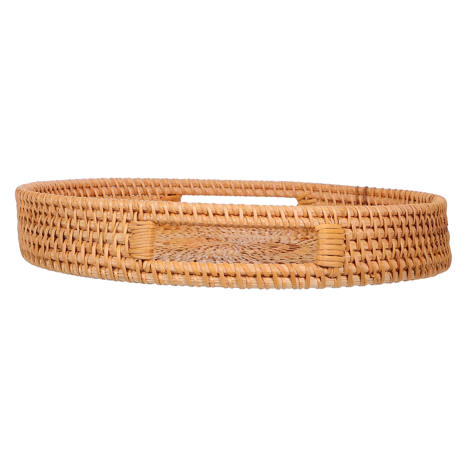 Rattan Tray Handle - Nampan Sajian Rotan Bulat 14-Inci Besar