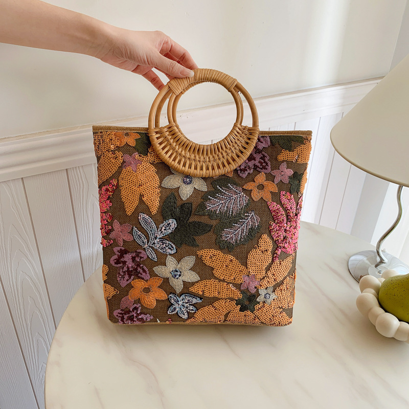 Interior Design Graphic Design - Tas Pegangan Atas Grafis Bunga Payet