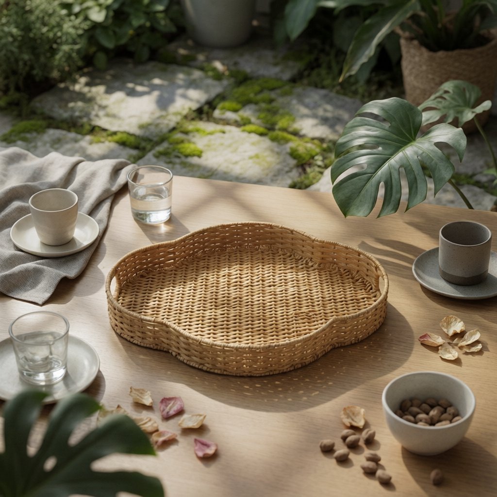 Rattan Tray Handle - Nampan Anyaman Rotan dengan Pegangan, Nampan