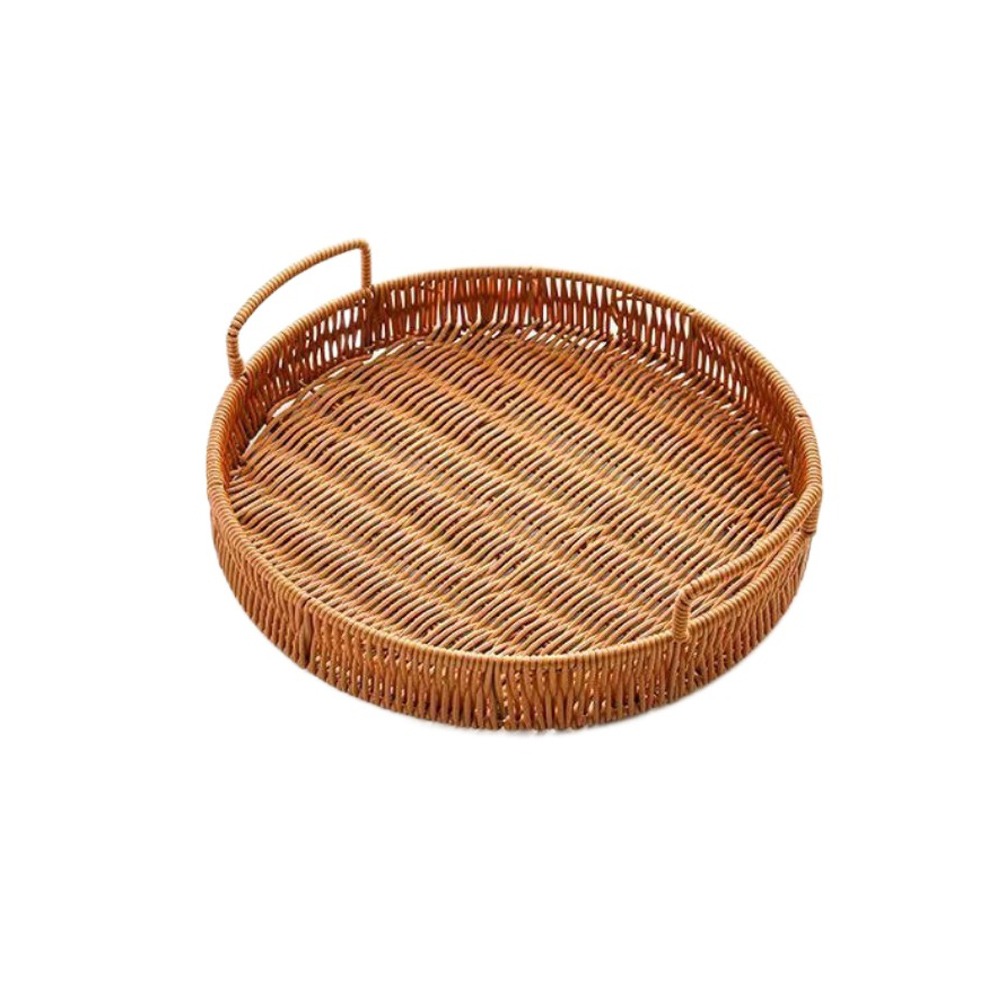 Rattan Tray Handle - Keranjang Penyimpanan Rotan Imitasi Kapasitas Besar,
