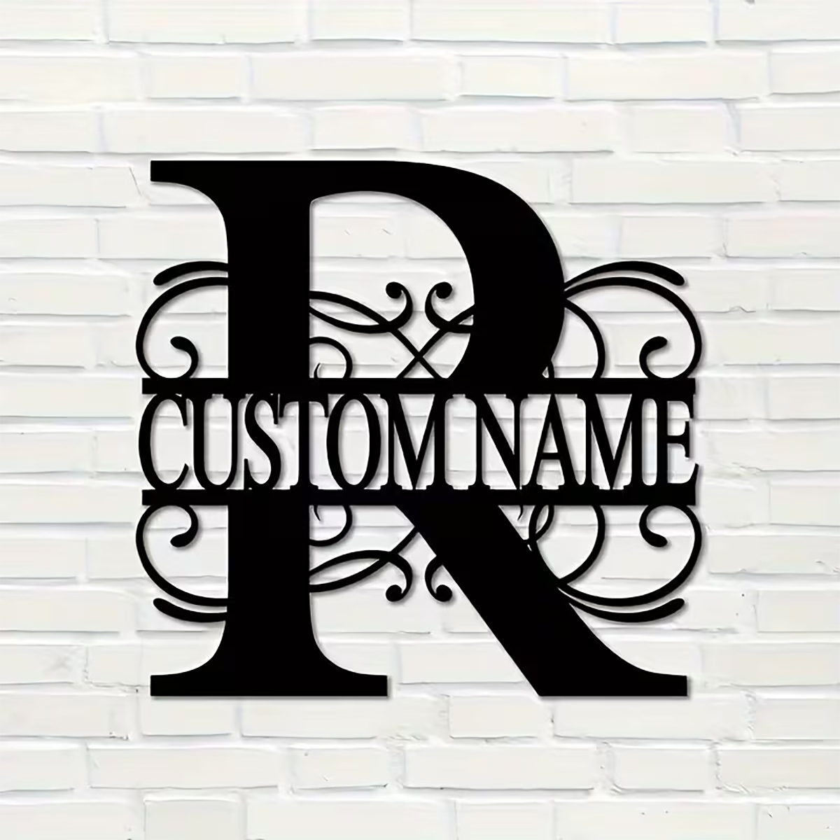 Interior Design Names - Seni Dinding Logam Monogram Kustom Klasik