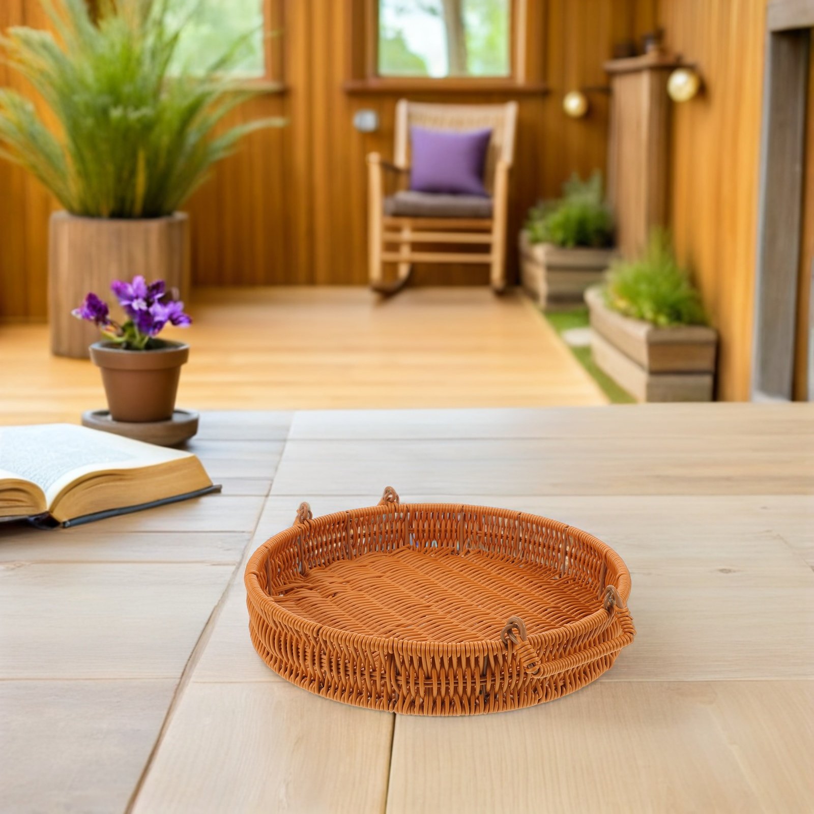 Keranjang Penyimpanan Rotan Im - Rattan Tray Handle ulasan dan harga