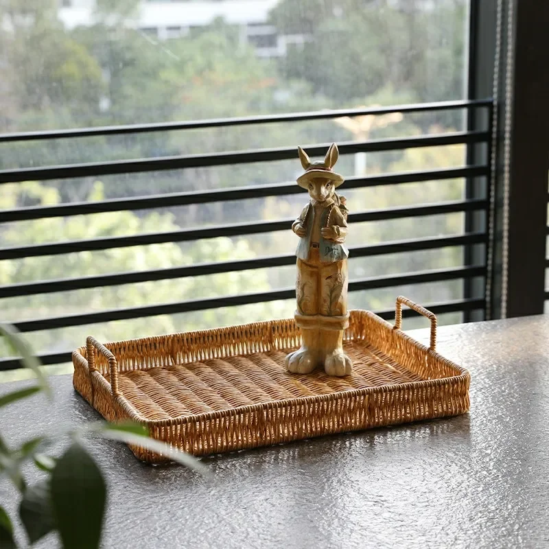 Nampan Penyimpanan Plastik den - Rattan Tray Handle ulasan dan harga