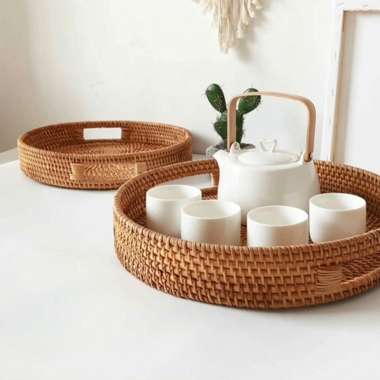 2 Buah Nampan Rotan dengan Peg - Rattan Tray Handle ulasan dan harga