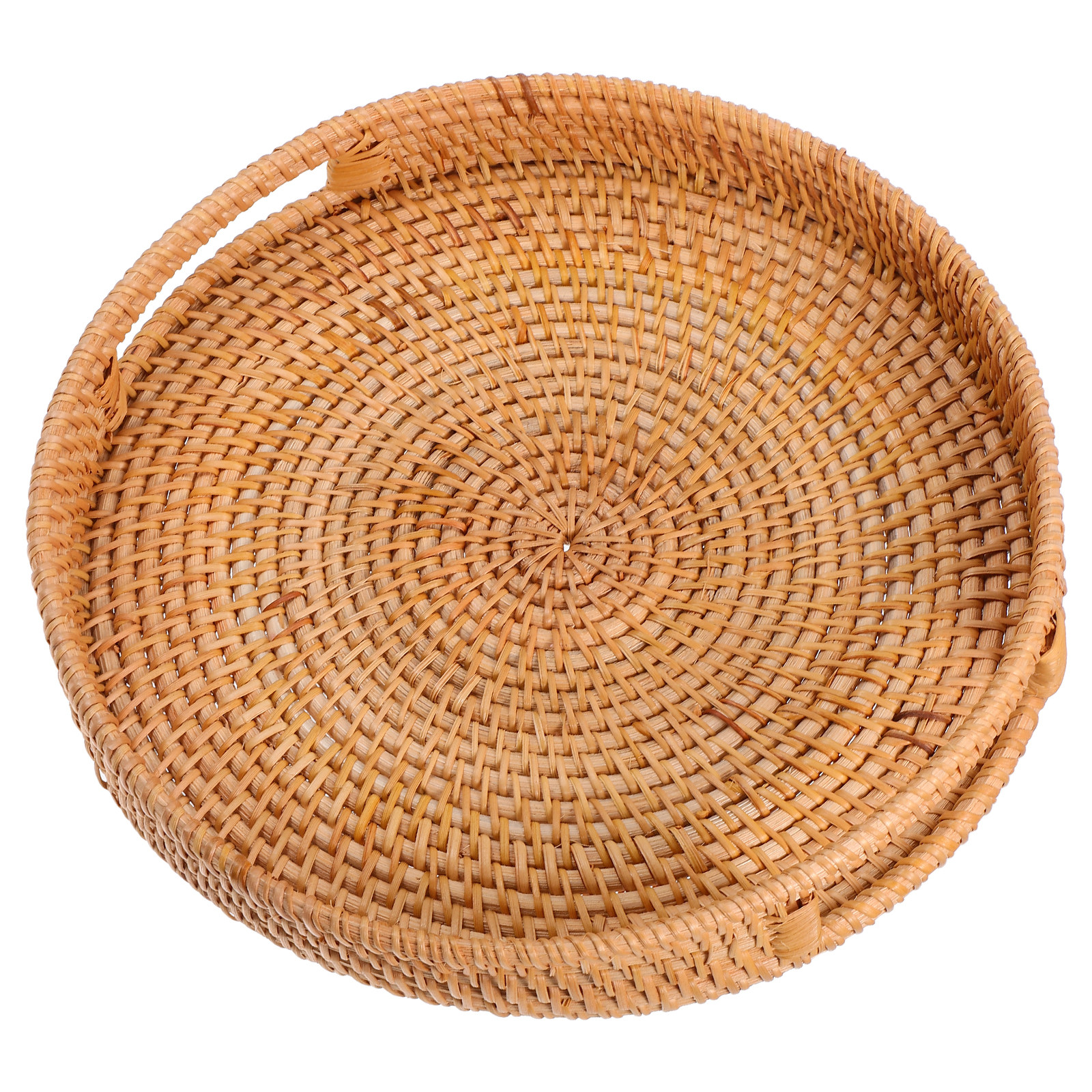 Nampan Sajian Rotan Bulat 14-I - Rattan Tray Handle ulasan dan harga