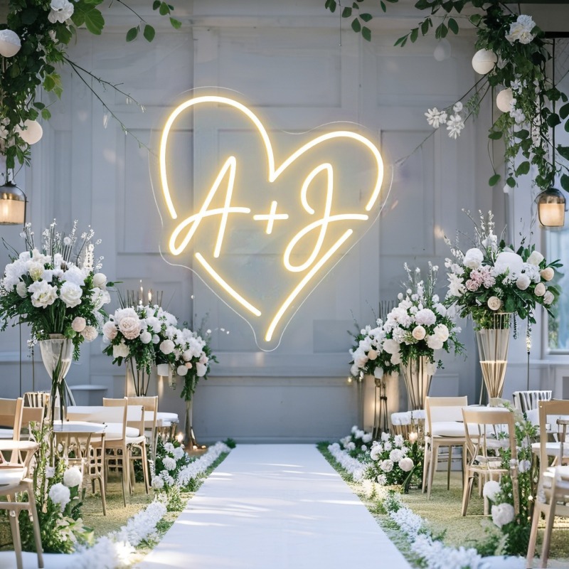 Tanda Neon LED Hati Inisial Ku - Interior Design Names ulasan dan harga