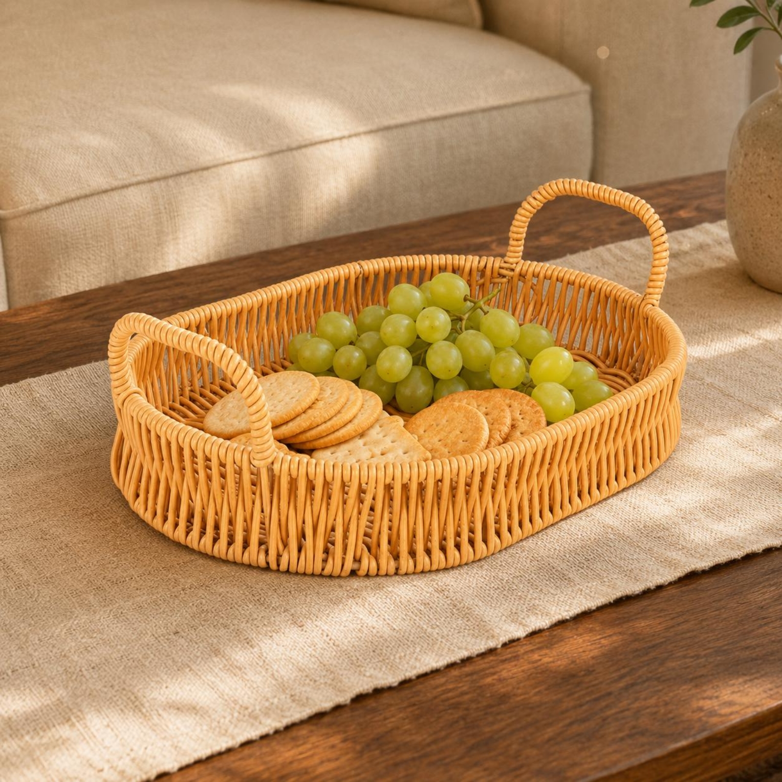 Nampan Sajian Anyaman dengan P - Rattan Tray Handle ulasan dan harga