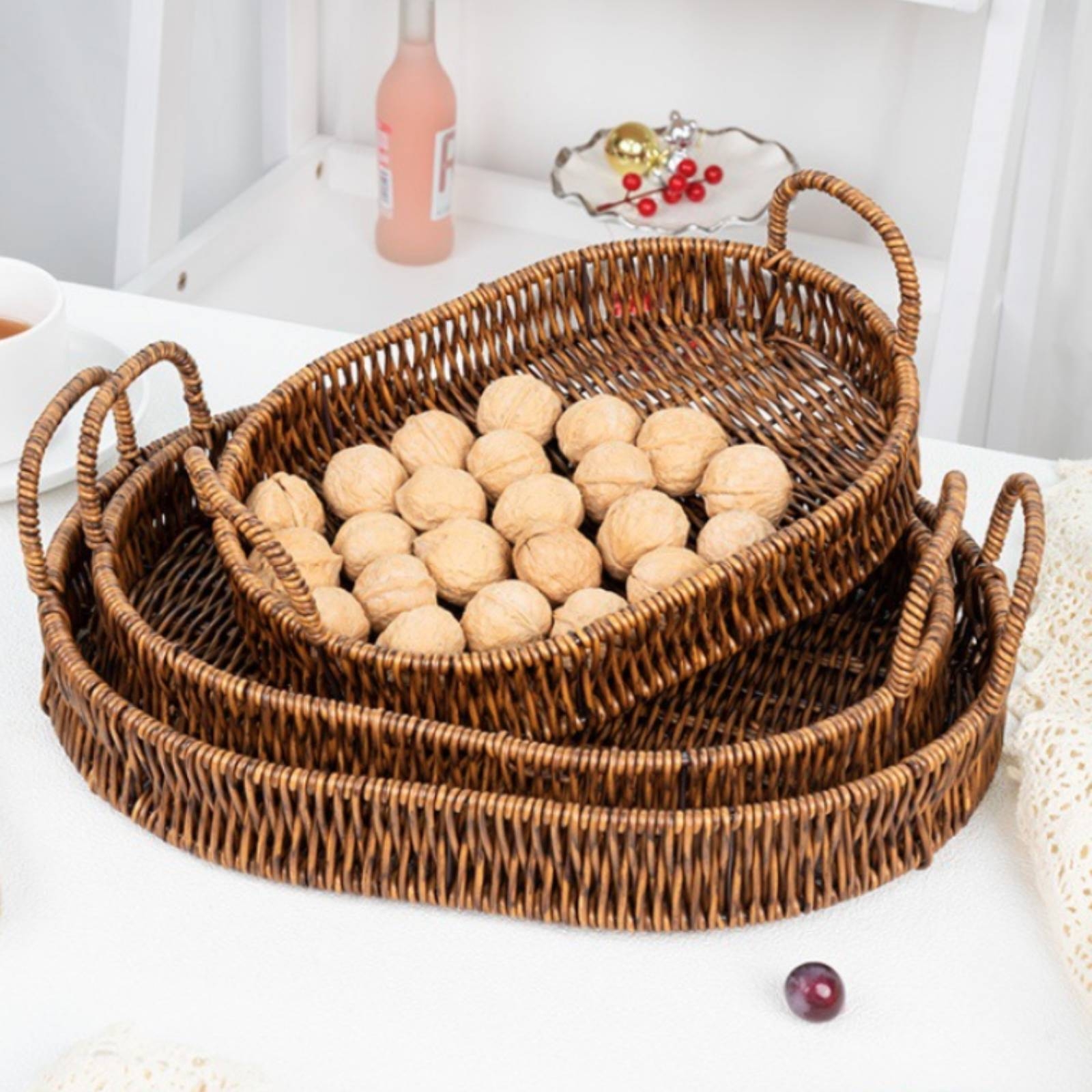 Nampan Sajian Anyaman dengan P - Rattan Tray Handle ulasan dan harga