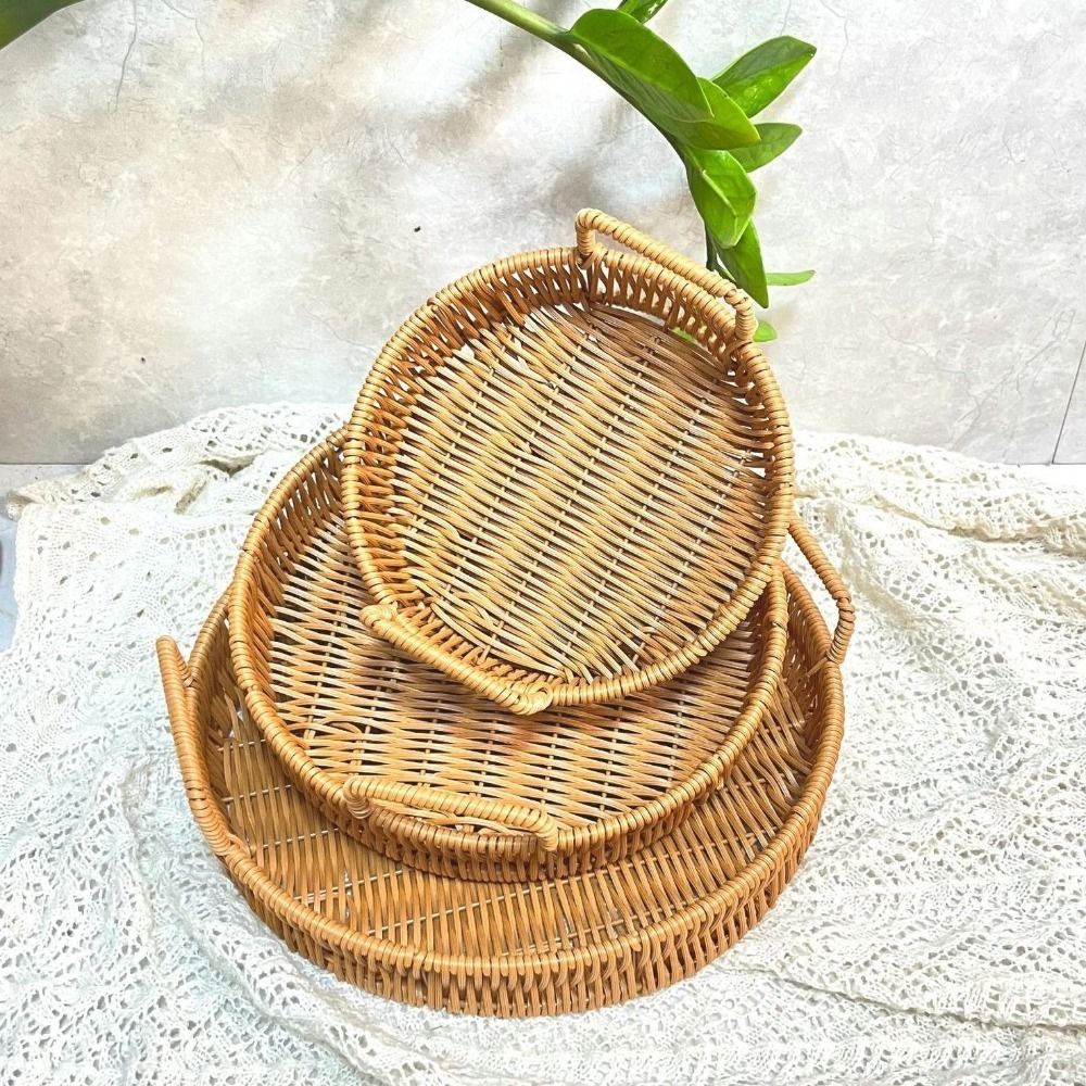Keranjang Penyimpanan Rotan Im - Rattan Tray Handle ulasan dan harga